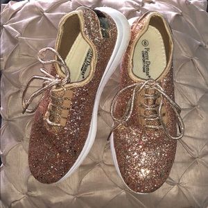 Rose Gold glitter tennis shoes
